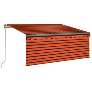 vidaXL Toldo retr&aacute;ctil manual persiana y LED naranja/marr&oacute;n 3,5x2,5 m
