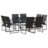vidaXL Conjunto de Comedor de Jard&iacute;n 9 pcs Negro Acero