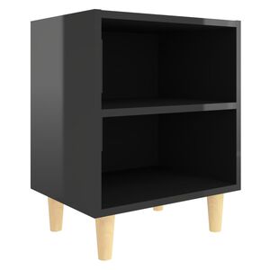 vidaXL Mesita de noche con patas madera negro brillo 40x30x50 cm
