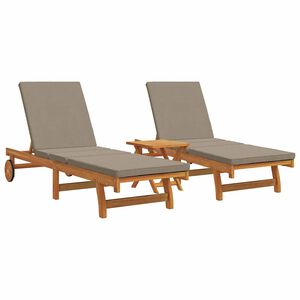vidaXL Tumbona 2-persona 3 pcs Marr&oacute;n Madera de Acacia S&oacute;lida