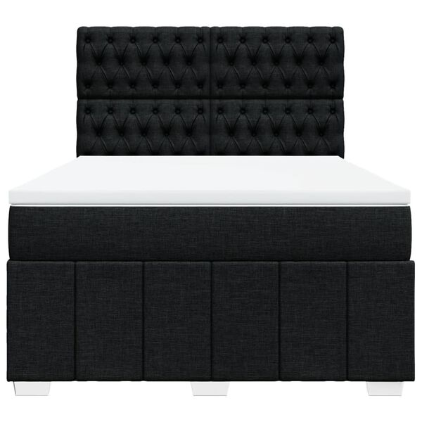 vidaXL Cama box spring con colch&oacute;n tela negro 140x200 cm