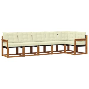 vidaXL Conjunto de sof&aacute;s de exterior con coj&iacute;n 6 pcs Natural y Crema