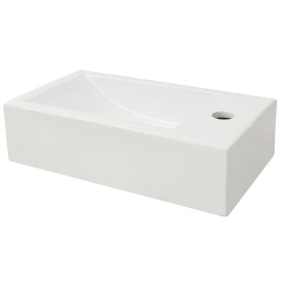 vidaXL Lavabo con agujero grifo rectangular cerámica 46x25,5x12 blanco