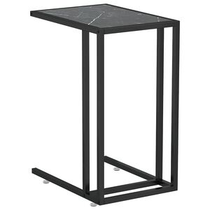 vidaXL Mesita ordenador vidrio transparente negro m&aacute;rmol 50x35x65cm