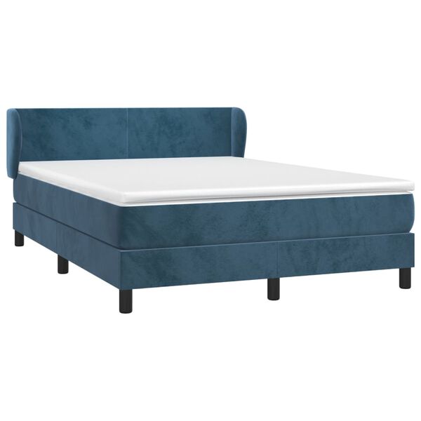 vidaXL Cama box spring con colch&oacute;n terciopelo azul oscuro 140x190 cm