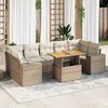 vidaXL Set de sof&aacute;s de jard&iacute;n y cojines 8 piezas rat&aacute;n sint&eacute;tico beige
