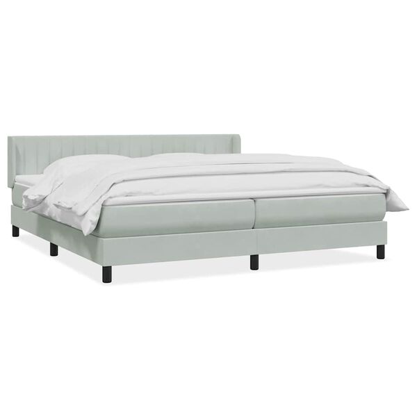 vidaXL Cama box spring con colch&oacute;n terciopelo gris claro 180x210 cm
