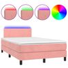 vidaXL Cama box spring con colch&oacute;n y LED terciopelo rosa 120x190 cm