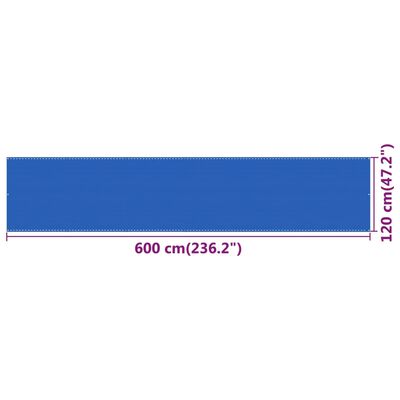 vidaXL Toldo para balcón HDPE azul 120x600 cm