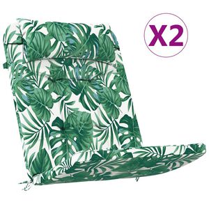 vidaXL Cojines de sillas Hoja 2 pcs Patr&oacute;n de hoja 58 x 77 x 4,5 cm