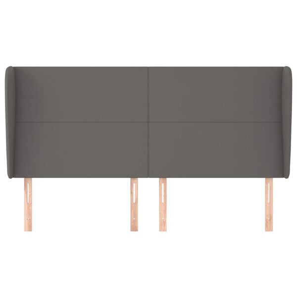 vidaXL Cabecero con orejas cuero sint&eacute;tico gris 163x23x118/128cm