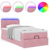 vidaXL Cama otomana con colch&oacute;n y LED terciopelo rosa 80x200 cm