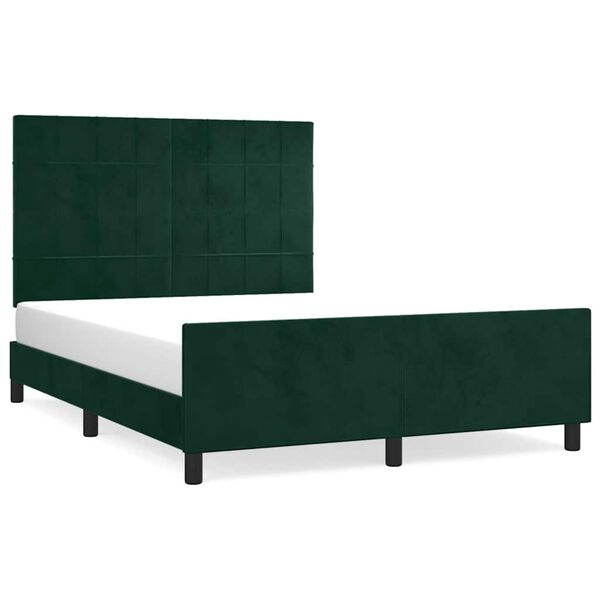 vidaXL Estructura cama sin colch&oacute;n terciopelo verde oscuro 140x200 cm