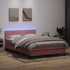 vidaXL Cama box spring con colch&oacute;n y LED terciopelo rosa 160x220 cm