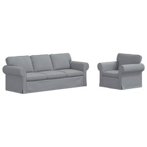 vidaXL Juego de Sof&aacute; 2 uds. Gris Claro tela