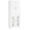 vidaXL Aparador alto madera contrachapada blanco brillo 69,5x34x180 cm