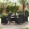 vidaXL Conjunto de Comedor de Jard&iacute;n 5 pcs Negro rat&aacute;n sint&eacute;tico