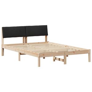 vidaXL Estructura de cama con cabecera Marr&oacute;n y negro 135 x 190 cm