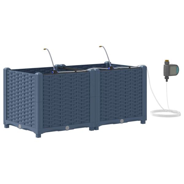 vidaXL Macetero de Jard&iacute;n 2 pcs Gris 80 x 40 x 37,5 cm Pl&aacute;stico