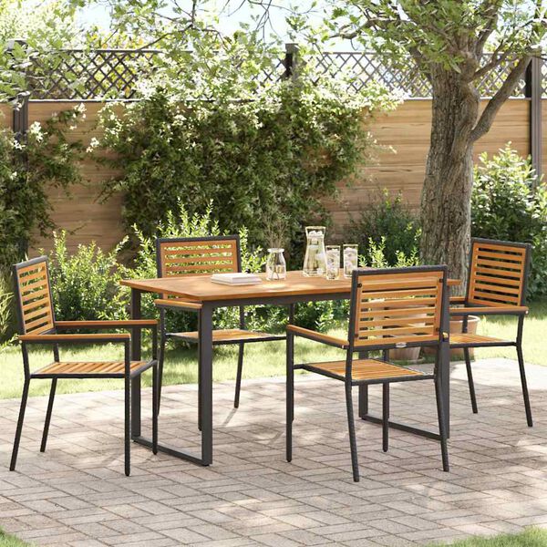 vidaXL Conjunto de Comedor de Jard&iacute;n 5 pcs Negro