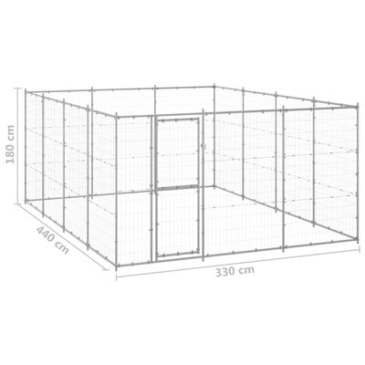 vidaXL Perrera de exterior de acero galvanizado 14,52 m²