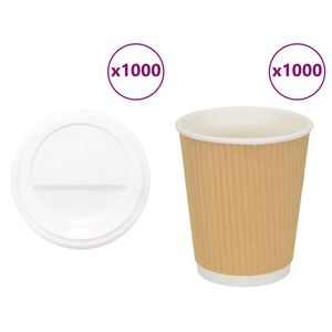 vidaXL Vasos de café de papel con tapa 1000 uds 8oz 200ml