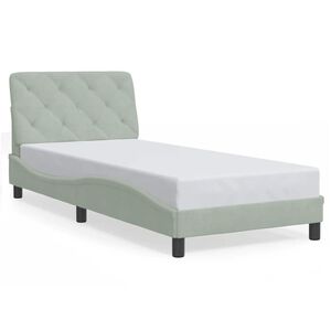 vidaXL Estructura de cama sin colch&oacute;n terciopelo gris claro 90x200 cm
