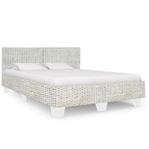 vidaXL Estructura de cama sin colch&oacute;n rat&aacute;n natural gris 140x200 cm