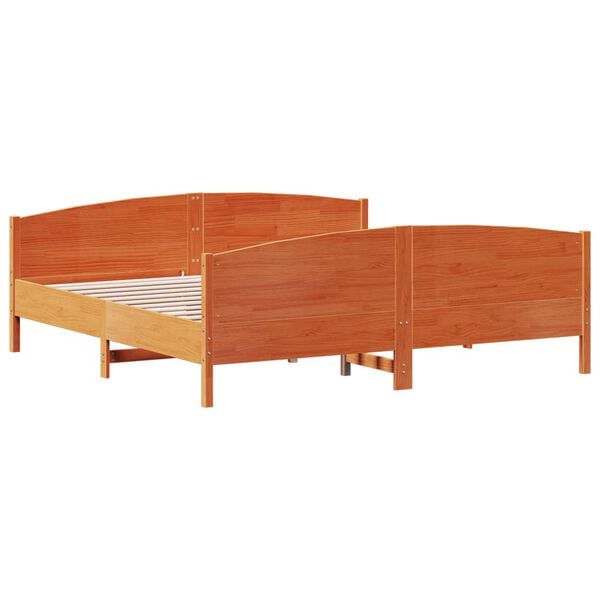 vidaXL Cama sin colch&oacute;n madera maciza de pino marr&oacute;n cera 200x200 cm