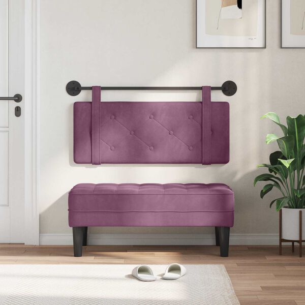 vidaXL Cabecera Colgante Morado 110 x 55 x 5 cm Terciopelo