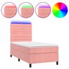 vidaXL Cama box spring colch&oacute;n y LED terciopelo rosa 90x190 cm
