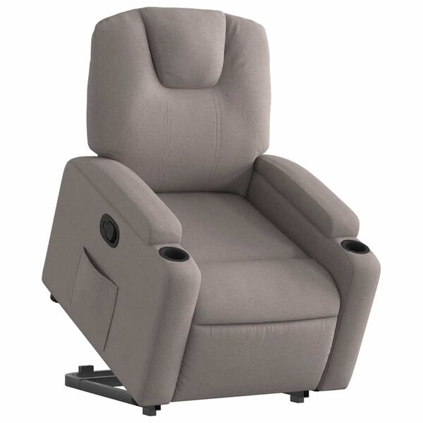 vidaXL Sill&oacute;n reclinable elevable tela gris taupe