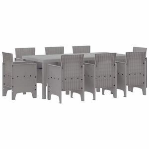 vidaXL Conjunto de Comedor de Jard&iacute;n 9 uds. Gris Claro Polipropileno