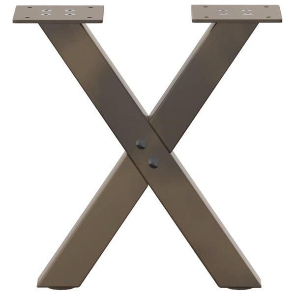 vidaXL Patas para mesa de centro en forma de X (2 unidades, acero natural, 30 x 30-31 cm)