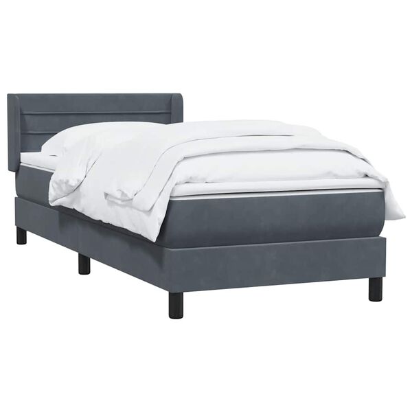 vidaXL Cama box spring con colch&oacute;n terciopelo gris oscuro 80x220 cm
