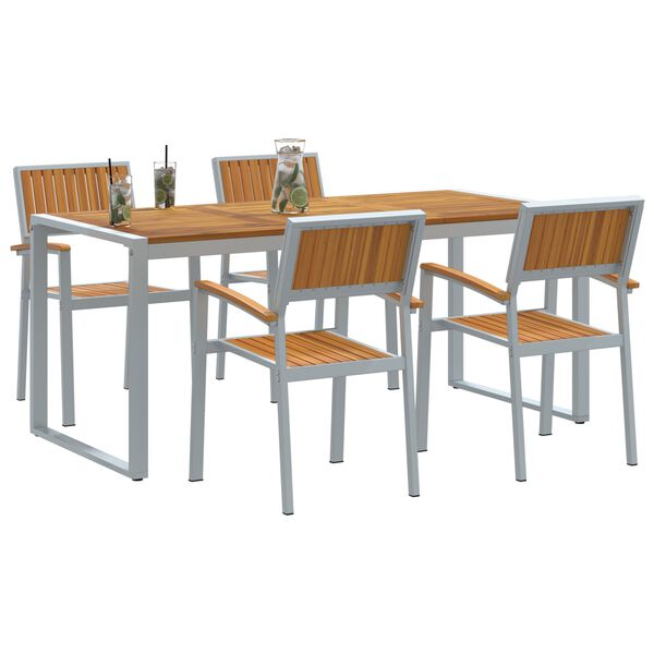 vidaXL Conjunto de Comedor de Jard&iacute;n 5 pcs Gris