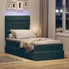 vidaXL Cama con almacenamiento y LED con LED Verde oscuro 90 x 190 cm