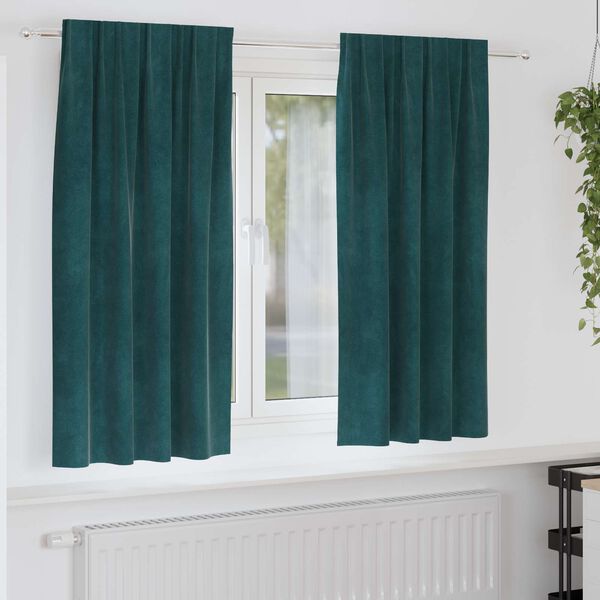 vidaXL Cortinas opacas 2 pcs Verde oscuro 140 x 175 cm Terciopelo