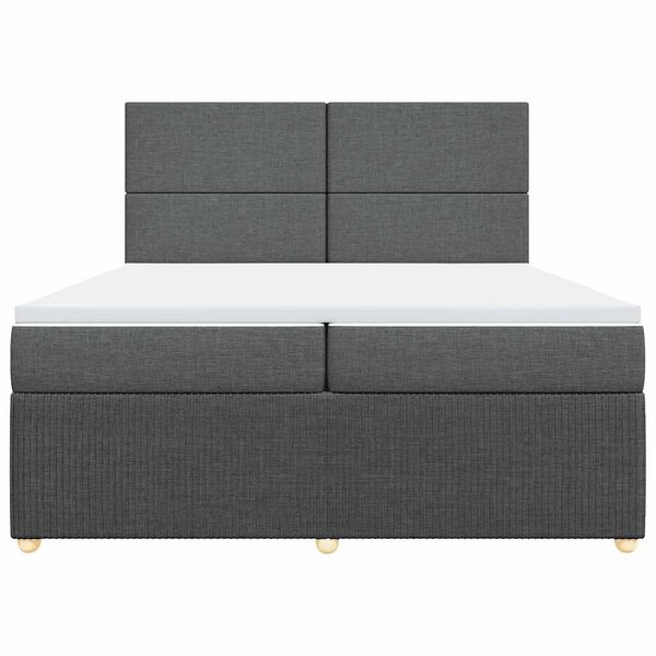 vidaXL Cama box spring con colch&oacute;n tela gris oscuro 200x200 cm