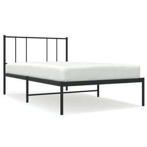vidaXL Estructura cama sin colch&oacute;n con cabecero metal negro 100x200 cm