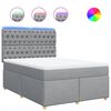 vidaXL Cama box spring con colch&oacute;n tela gris claro 160x200 cm