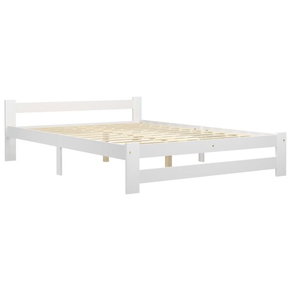vidaXL Estructura de cama sin colch&oacute;n madera maciza blanco 160x200 cm