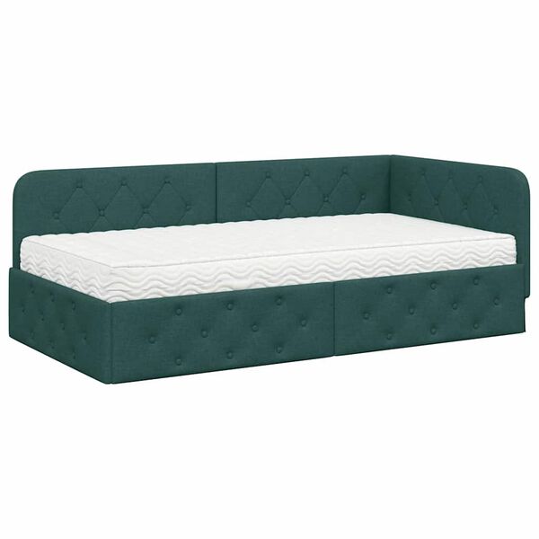 vidaXL Estructura de cama en esquina Verde oscuro 100 x 200 cm tela