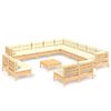 vidaXL Muebles de jard&iacute;n 14 piezas cojines madera maciza de pino crema