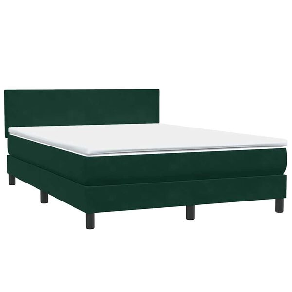 vidaXL Cama box spring con colch&oacute;n terciopelo verde oscuro 140x210 cm