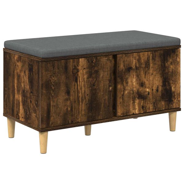 vidaXL Banco de entrada con coj&iacute;n Roble ahumado 80 x 38 x 46 cm