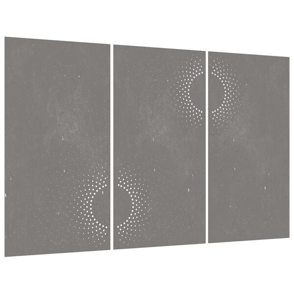 vidaXL Adorno pared jard&iacute;n 3 uds acero corten dise&ntilde;o sol 105x55 cm