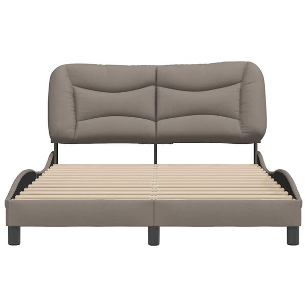 vidaXL Estructura de cama sin colch&oacute;n Hvar tela gris taupe 140x190 cm