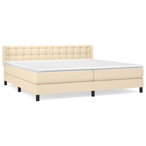 vidaXL Cama box spring con colch&oacute;n tela color crema 200x200 cm