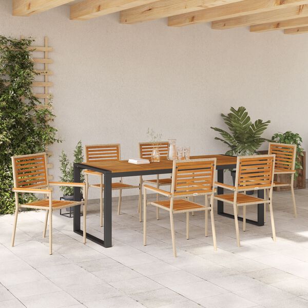 vidaXL Conjunto de Comedor de Jard&iacute;n 7 pcs Beige y Marr&oacute;n